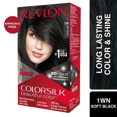 Revlon Colorsilk Hair Color with Keratin - Soft Black 1WN 40ml + 40ml + 11.8ml 1's - Crème