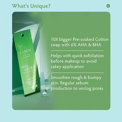 LISEN Pure Genius Multi - Action Peel Stick, Pack of 10 with AHA and BHA for Blackheads, Whiteheads 10's - Masks & Peels