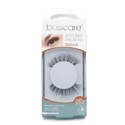 Basicare Stying Eyelashes With Latex Glue,Nature Hair Medium 1's - Eyelashes