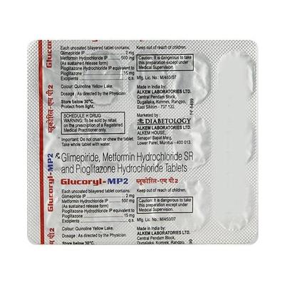 Glucoryl MP 2mg Tablet 15'S - Diabetes-Ant