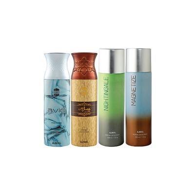 Ajmal 1 Avid Homme, 1 Wisal Dhahab, 1 Nightingale And 1 Magnetize Deodorants Pack of 4 200 ml - Deodorants/Roll-Ons