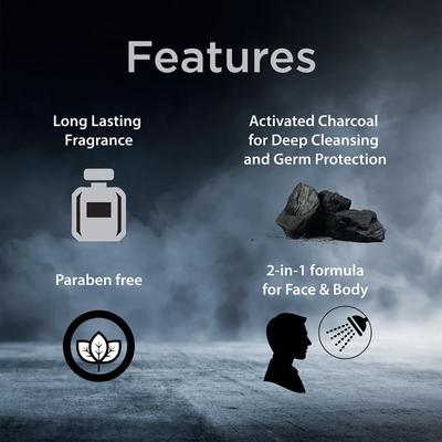 Yardley London Gentleman Classic, Activated charcoal Face And Body Wash 250ml - Shower Gels & Body Wash