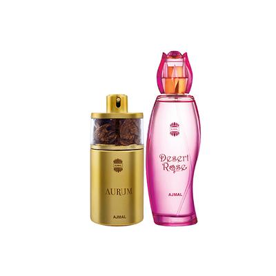 Ajmal Aurum EDP Fruity Floral Perfume And Desert Rose EDP Floral Oriental Perfume 175 ml - Women Perfumes (Edt/Edp)