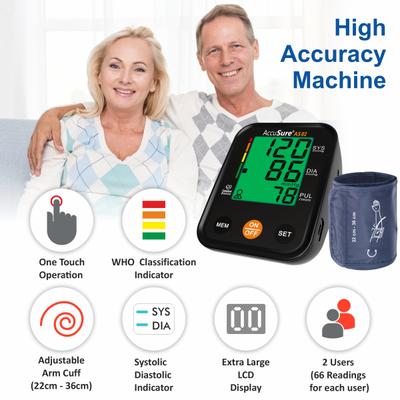 AccuSure Automatic Digital Blood Pressure Monitor 3 Color Display (AS02) 1's - Blood Pressure Monitors