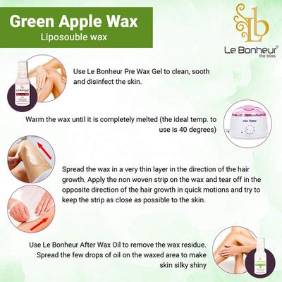 Le Bonheur Le Depilatory Wax - Green Apple (Free Pre Wax Gel and Post wax Oil) 800 gm - Shaving & Hair Removal