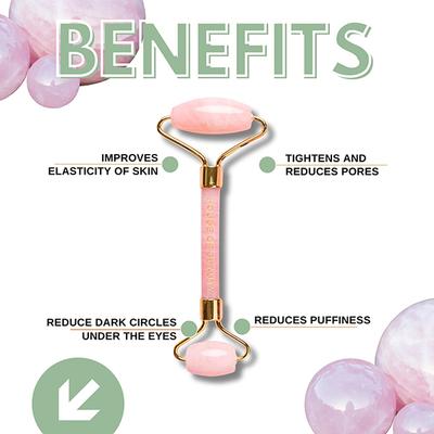 House of Beauty Rose Quartz Roller Kit For Toning, Tightening, Depuffing Face & Undereyes (3Pcs) 1's - Face Oils