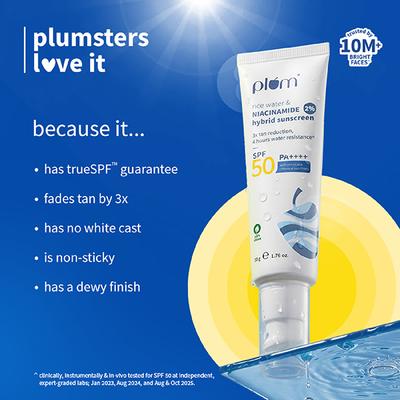 Plum 2% Niacinamide & Rice Water Hybrid Face Sunscreen With Spf 50 Pa+++ 50 gm - Face Sunscreen