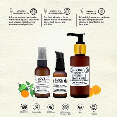 Love Earth Vitamin C Kit for Skin Protection, Radiance And Even Skin Tone with Vitamin C & E 1's - Face Serum
