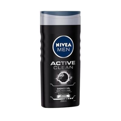 Nivea Men Active Clean Stimulating + Active Charcoal Shower Gel 250ml - Shower Gels & Body Wash