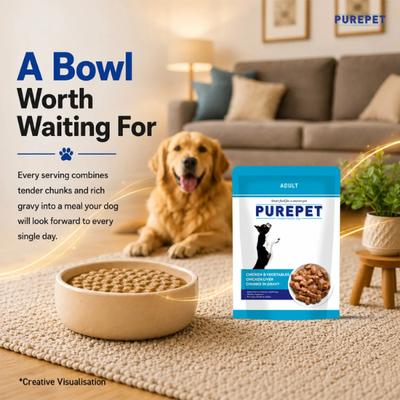 Purepet Chicken & Vegetables Chicken Liver Chunks In Gravy Dog (Pack of 15 x 70 g) 1.05kg - Petfood