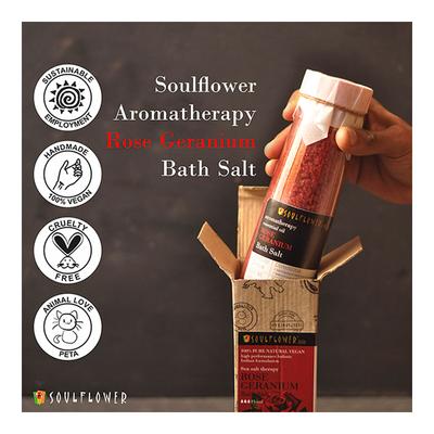 Soulflower Aroma Bath Salt - Rose Geranium 500 gm - Bath Salts