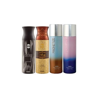 Ajmal 1 Carbon Homme, 1 Wisal Dhahab, 1 Magnetize And 1 Persuade Deodorants Pack of 4 200 ml - Deodorants/Roll-Ons
