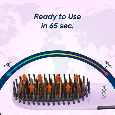 Vega Mini Hair Straightener Brush for Women with Thermoprotect Technology, Ceramic Coated Bristles & 2 Heat Settings, (Go Mini Series, VHSB-05) 1's - Hair Combs