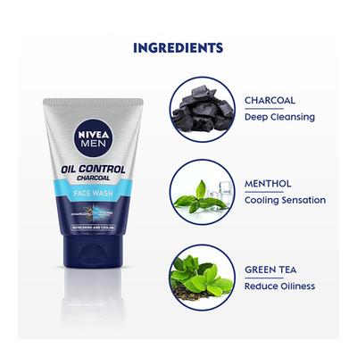 Nivea Men Oil Control Face Wash - Charcoal 100 gm - Face Wash & Cleansers