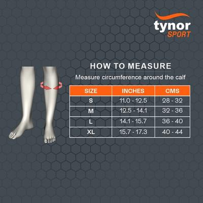 Tynor Calf and Shin Support Air Pro - Black & Orange (L) 1's - Knee/Leg Supports