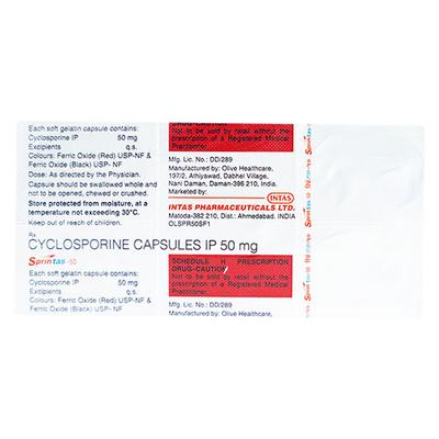 SPRINTAS 50mg Capsule 5's - Auto Immune Disease-Imm