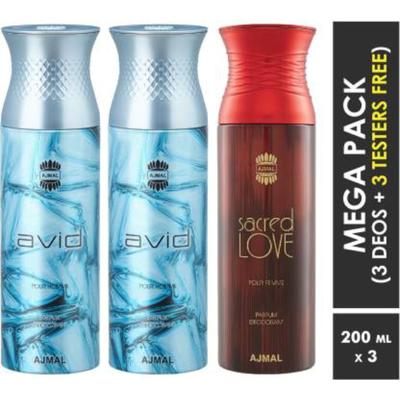 Ajmal Avid Avid Sacred Love Deodorant Spray (Pack of 3) 200 ml - Perfumes (Edt/Edp)