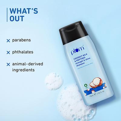 Plum Coconut Milk & Peptides Strength & Shine Shampoo 100% Vegan 75 ml - Shampoos