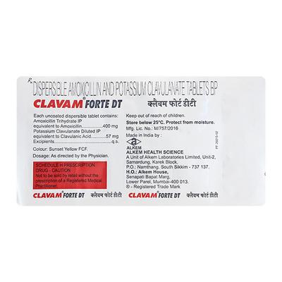 Clavam Forte DT Tablet 10'S - Bacterial Infections-Pen
