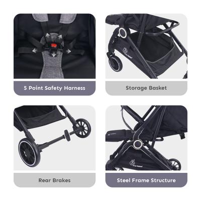 R for Rabbit Pocket Air Stroller Stroller - Gray 1's - Baby Safety