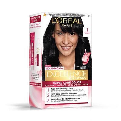 L'Oreal Paris Excellence Creme Hair Color, 1 Black 168 Gm - Crème