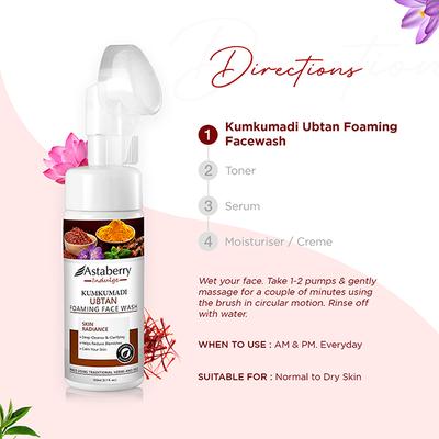 Astaberry Indulge Kumkumadi Ubtan Foaming Face Wash for Radiant Skin -Rejuvenating 150 ml - Face Wash & Cleansers