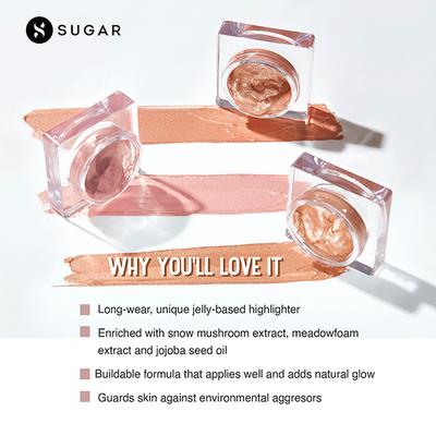 SUGAR Cosmetics Glow And Behold Jelly Highlighter - 02 Peach Pioneer (Peach Pink Gold) 3 gm - Highlighters & Illuminators