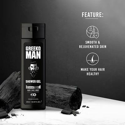 Greeko Man 3 In 1 Charcoal Shower Gel 250 ml - Shower Gels & Body Wash