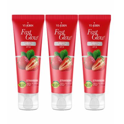 Vi-John Fast Glow Insta Glowing SPF 30 Face Wash - Strawberry - Pack of 3 x 100 ml - Shaving Foams