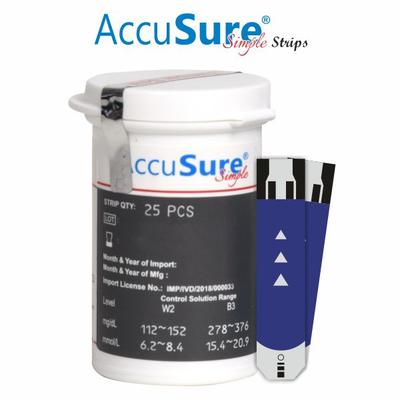 AccuSure Simple Gluco Test Strip 25's - Blood Glucose Monitors/Strips