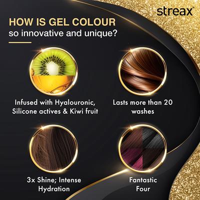 Streax Gel Hair Colour for women, Natural Brown 4, No ammonia hair color, 100% grey coverage 150 ml - Crème