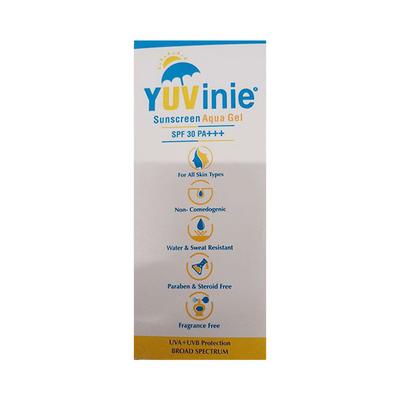 YUVINIE SPF 30 PA +++ UVA+UVB SUNSCREEN AQUA Gel 50gm - Sunscreen Preparations-Emo