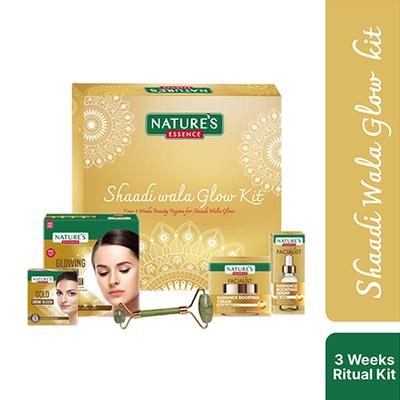 Natures Essence Shaadi Wala Glow Kit - 3 Weeks Ritual for Radiant Glowing Skin, 126gm + 30ml 1's - Facial Kits