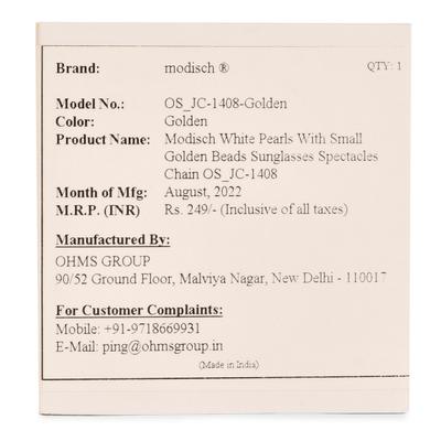 Modisch White Pearls With Small Golden Beads Sunglasses Chain (JC-1408-Golden) 1's - Wearables Sunglasses