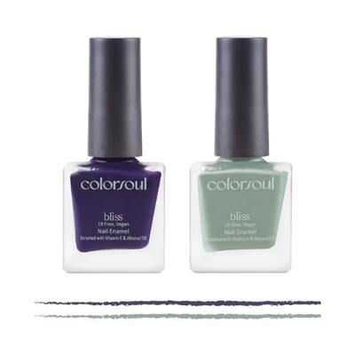 Colorsoul Bliss Vegan Nail Enamel, Indigo Wine, Smog, B09, B17 (Pack of 2 x 8 ml) 1's - Nail Polish