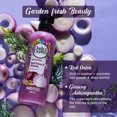 Buds & Berries Red Onion & Ginseng Shampoos 300 ml - Shampoos