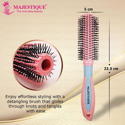 Majestique Hair Round Brush for Blow Drying and Hair Styling with Nylon Bristles - Color May Vary 1's - Hair Combs