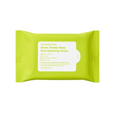 Sungboon Editor Green Tomato Deep Pore Cleansing Tissue 10pcs 50 gm - Facial Wipes & Tissues