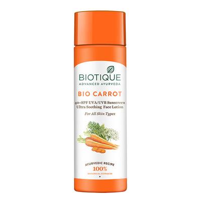 Biotique Bio Carrot 40+ SPF UVA/UVB Sunscreen Ultra soothing Face Lotion for All Skin Types 190 ml - Face Sunscreen