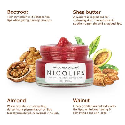 Bella Vita Organic Nicolips Lip Lightening Scrub 20 gm - Lip Scrubs