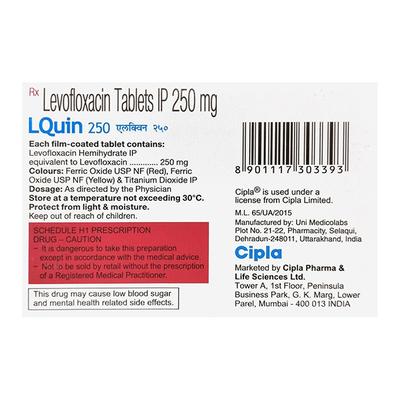 Lquin 250mg Tablet 10'S - Bacterial Infections-Qui