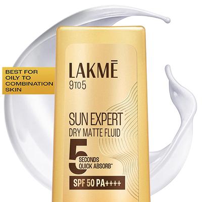 Lakme Sun Expert Dry Matte Fluid SPF 50++++ Sunscreen with 1% niac & ceramide, for oily skin 50 ml - Body Sunscreen