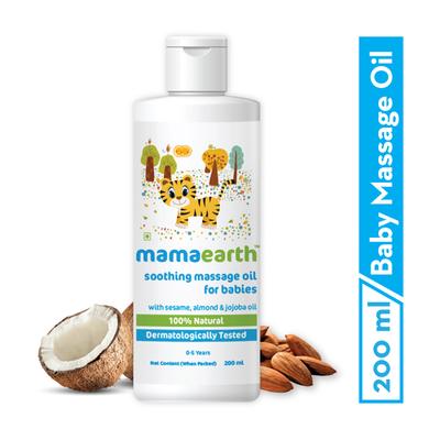 Mamaearth for Babies Soothing Massage Oil with Sesame, Almond & Jojoba Oil 100% Natural 200ml - Creams, Lotions & Oils