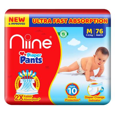 NIINE Ultra Fast Absorption Diaper Pants M (7-12kg) 76's - Sanitary Napkins