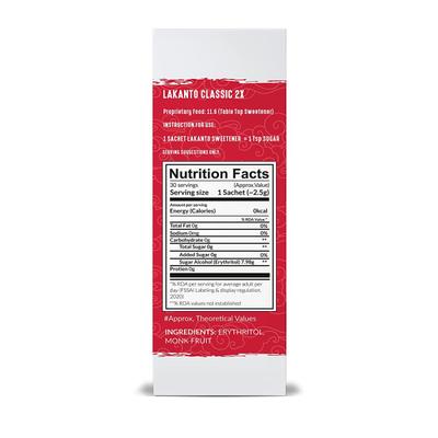 Lakanto Monkfruit Sweetener Sachets - Classic 2X (30's X 2.5 g) 1's - Sugar Substitute