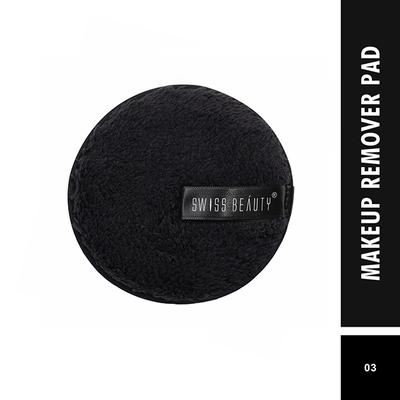 Swiss Beauty Soft and Gentle Cleansing Reusable Makeup Remover Pad Black -3 8gm 1's - Make Up Removers