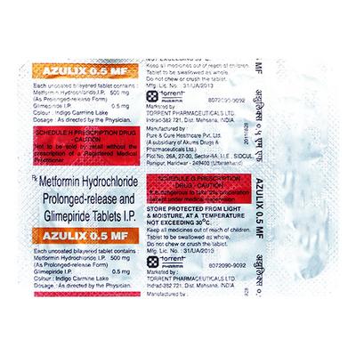 Azulix Mf 0.5/500Mg Tablet 10's - Diabetes-Ant