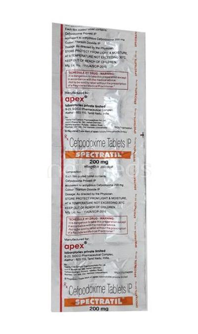 Spectratil 200mg Tablet 10'S - Bacterial Infections-Cep