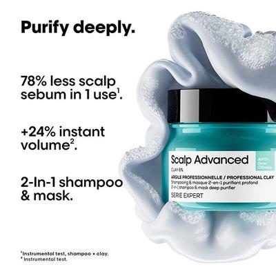 L'Oreal Professionnel Scalp Advanced Anti-Oiliness 2-In-1 Deep Purifier Clay 250 ml - Conditioners