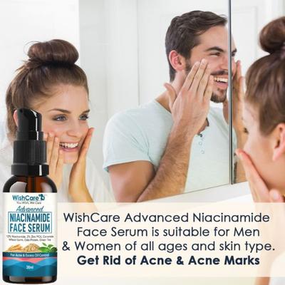WishCare 12% Niacinamide Serum for Acne- Acne Marks- Blemishes & Oil Balancing with 2% Zinc & Oats 30 ml - Face Serum